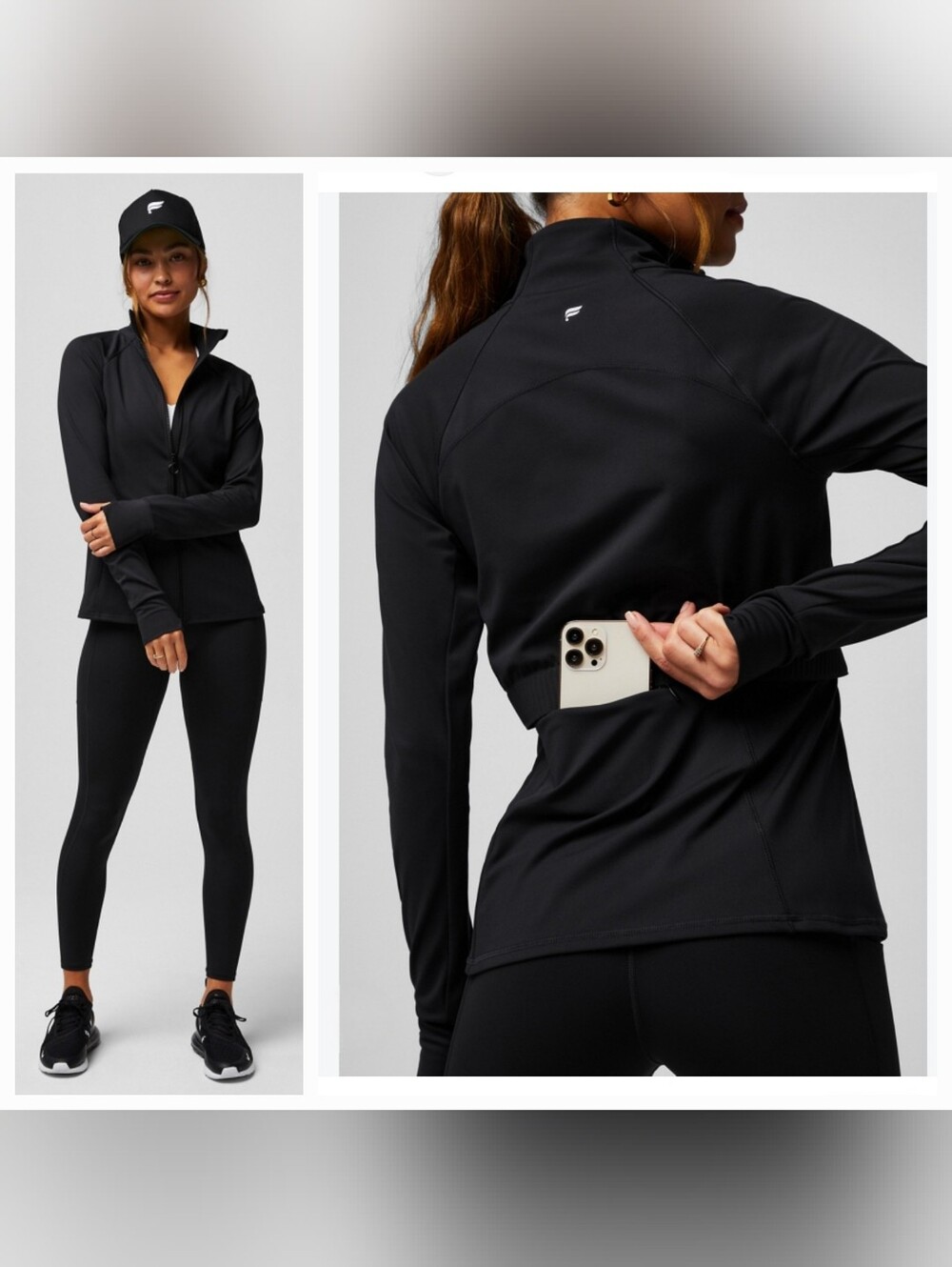 Fabletics Black Trinity Performance Jacket Full Zip Athletic Gym Workout Size M